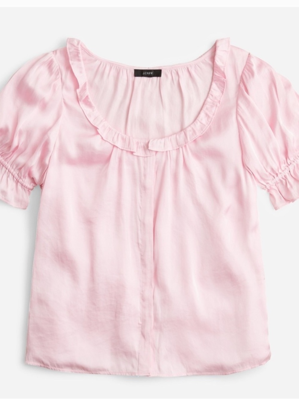 J. Crew NEW Ruffle featherweight satin scoopneck in Pink